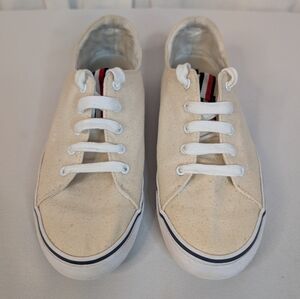 Tommy Hilfiger Twolisia Cream Canvas Low Top Women's Sneakers 7.5M